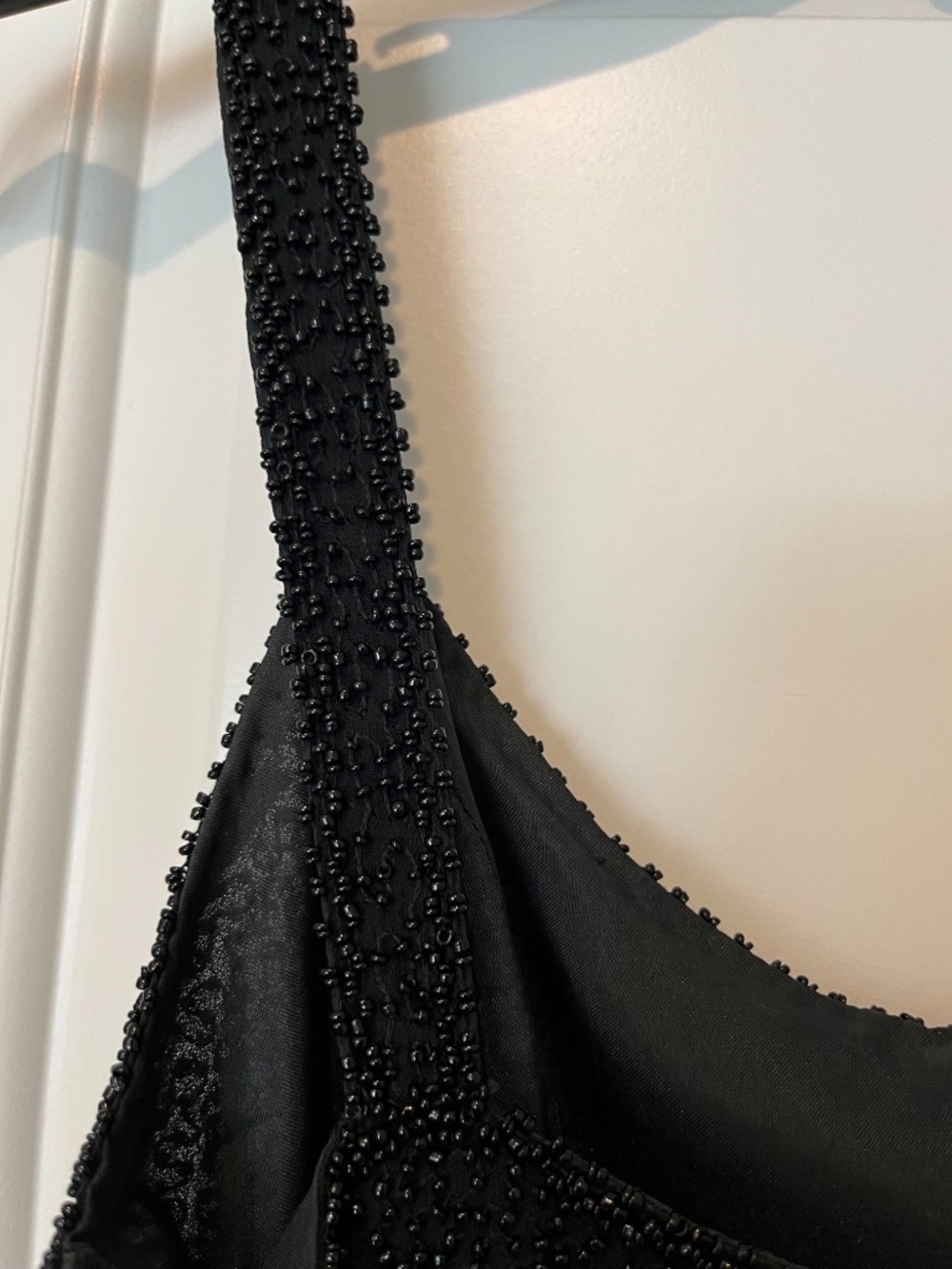 Vintage Cache Y2K Black Beaded Mesh Maxi Dress Gown Sz 8 Goth Glam NYE Formal - Picture 5 of 10